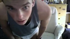 Cute amateur twink shows his big dick on webcam