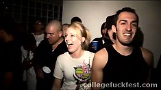 Two hot nymphos get their freak on in the middle of a college party