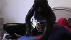 Freaky Spider-Man gets jerked off by his horny nemesis Venom
