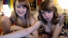 Cute brunette amateur teen masturbates on webcam