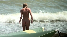 Voyeur camera catches naked hotties at the beach