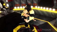 Horny young blonde fucked hard by sci-fi anubis in pyramid